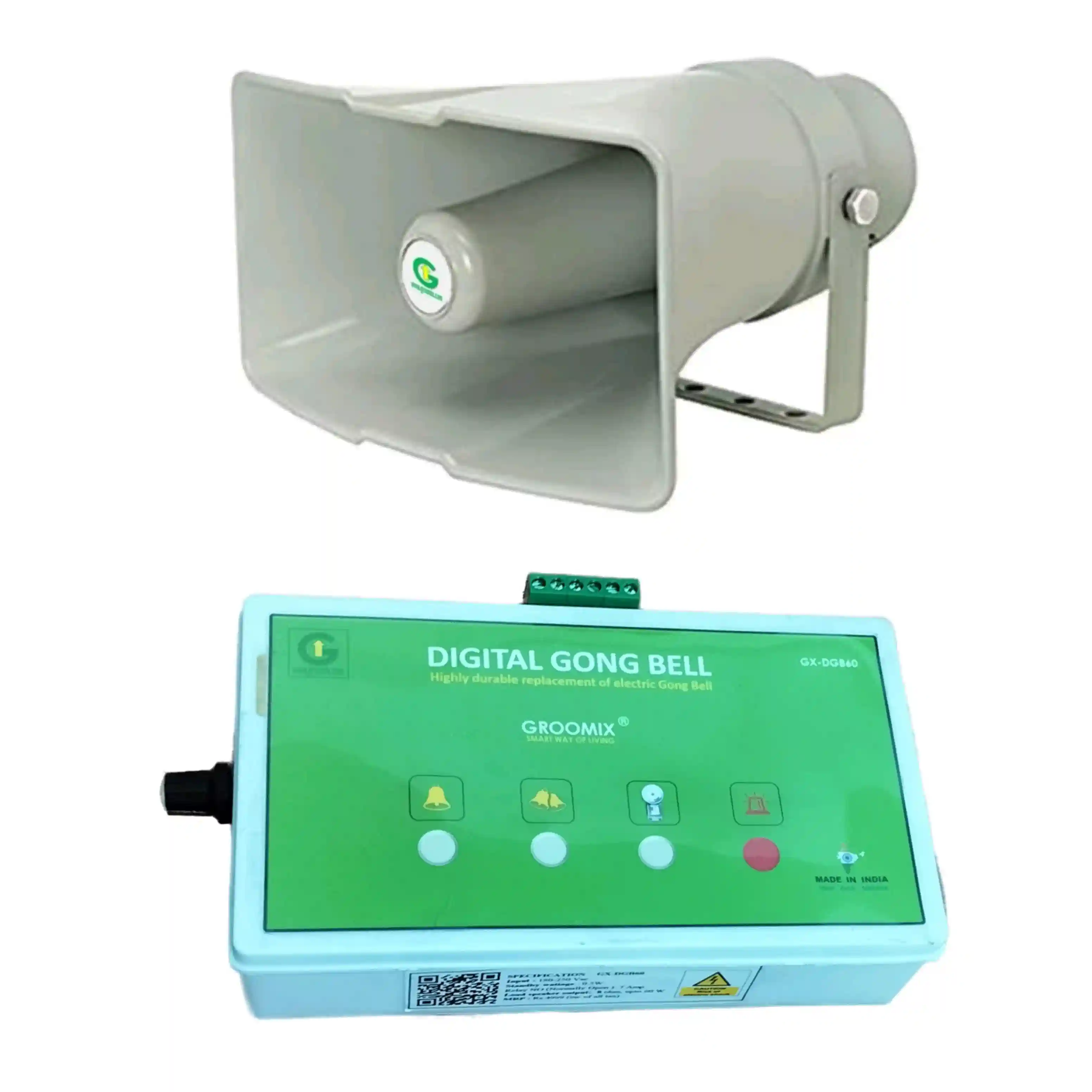 image of _Groomix digital gong bell with multiple bell sound with loudspeaker